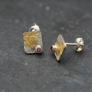 Oorbellen - Zilver - Kuem Boo - Pebbles square gold