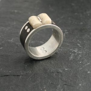 Herenring - Zilver - Leer – Ring – Corian - Leerring