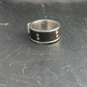 Herenring - Zilver - Leer – Ring – Corian - Leerring